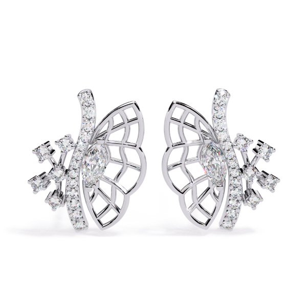Picture of Butterfly Bloom – Marquise & Round Diamond Earrings