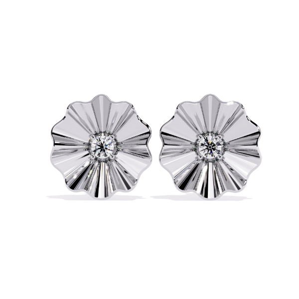 Picture of Golden Bloom – Round Diamond Floral Stud Earrings.