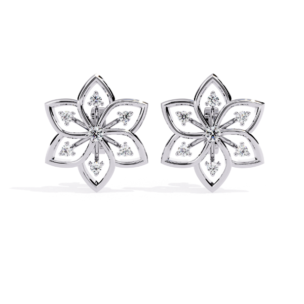 Picture of Blossom Aura – Round Diamond Floral Stud Earrings