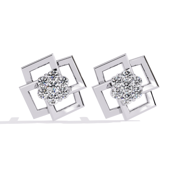 Picture of Geometric Bloom Diamond studs.