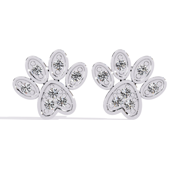 Picture of Paw Inspired Diamond Stud Earrings.