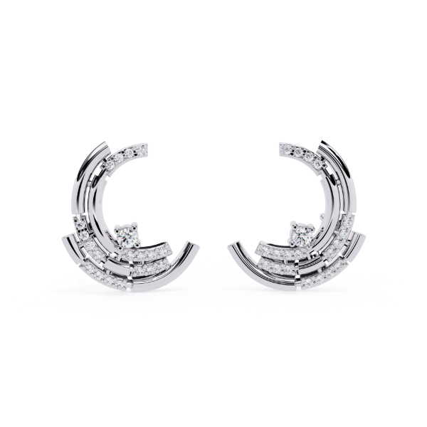 Picture of Urban Spiral - Round Diamond Contemporary Hoops.