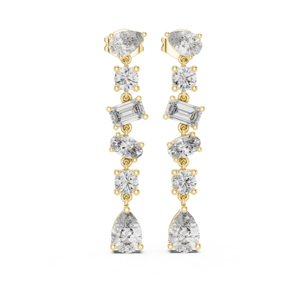 Picture of Cascade Royale Drop Earrings –2.90 Carat Round, Pear, Emerald & Oval Diamonds