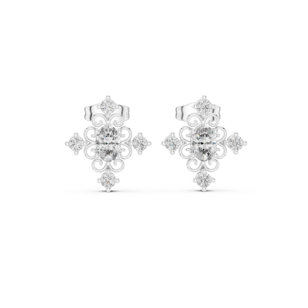 Picture of Royal Bloom - 0.70 Carat Round & Oval Diamod Heritage Studs.