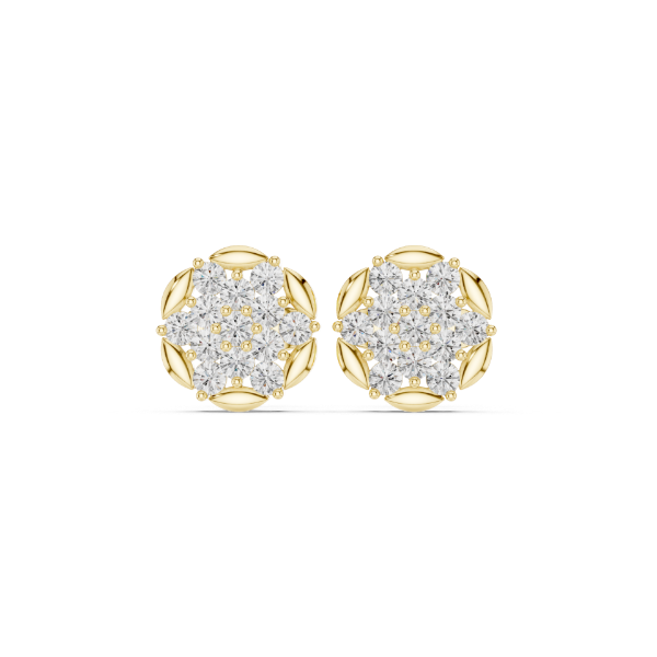 Picture of Petal Cluster - 0.50 Carat Round Diamond Starburst Studs.
