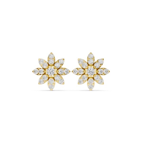 Picture of Floral Radiance - 0.50 Carat Round Diamond Petal Studs.