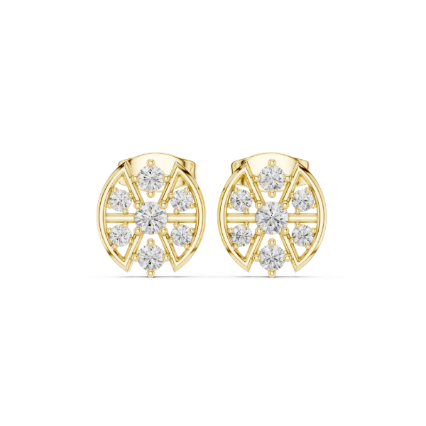 Picture of Golden Halo - Round Diamond Starburst Stud Earrings