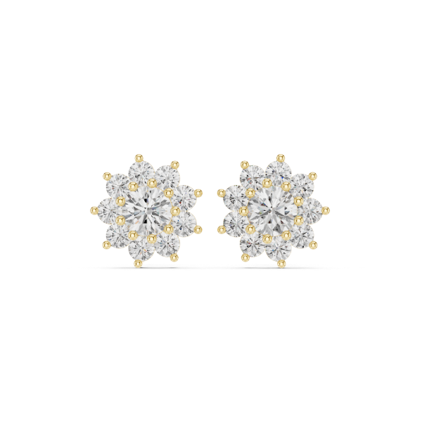 Picture of Floral Radiance – 2.20 Carat Round Diamond Bloom Stud Earrings