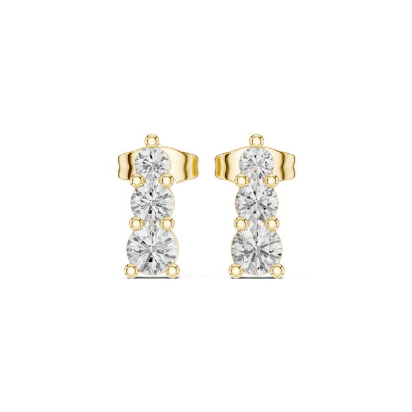 Picture of Luxe Line – 0.90 Carat Round Diamond Vertical Stud Earrings