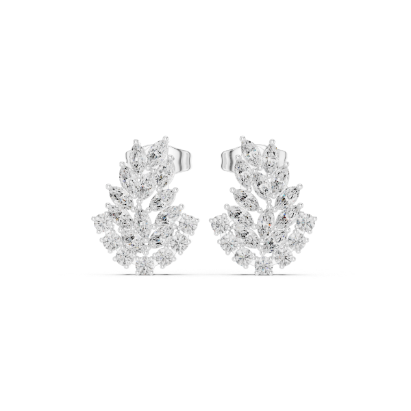 Picture of Royal Bloom – 0.80 Carat Marquise & Round Diamond Leaf Earrings