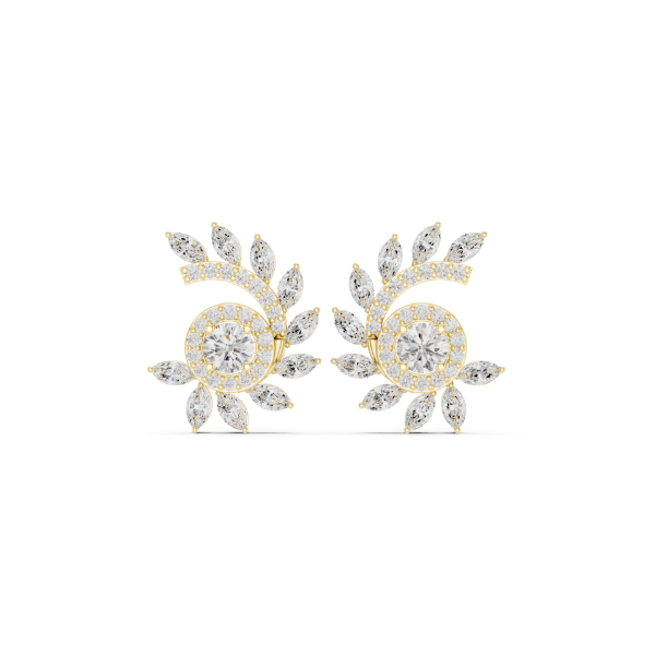 Picture of Radiant Whirl - 1 Carat Marquise & Round Diamond Earrings.