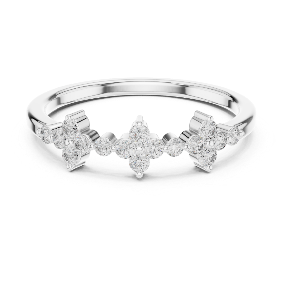 Picture of Floral Grace – Round Diamond Cluster Ring