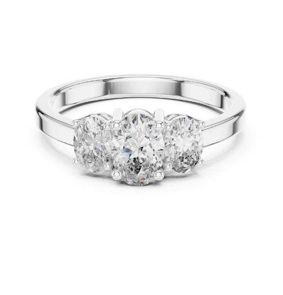 Picture of Trinity Shine Ring - 1 Carat Oval Diamonds.