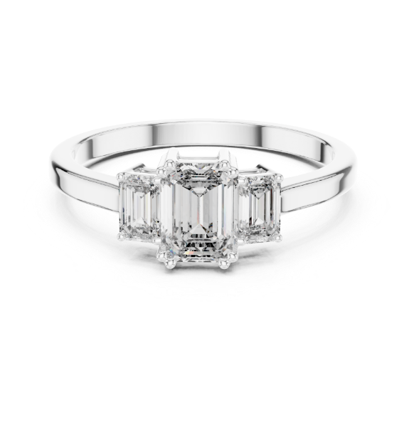 Picture of Emerald Grace – Three Stone Emerald Diamond Ring
