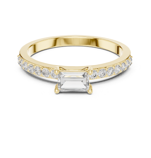 Picture of Golden Prism – Baguette Solitaire with Diamond Band