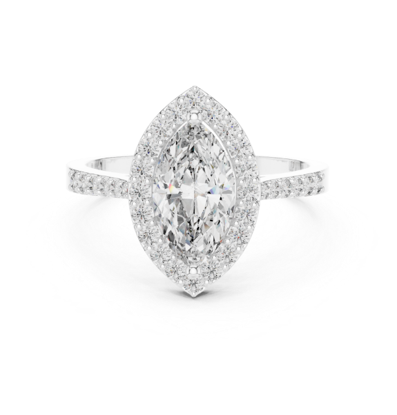 Picture of Halo Grace - 1 Carat Marquise & Round Diamond Ring. (1.35 ctw Diamonds)