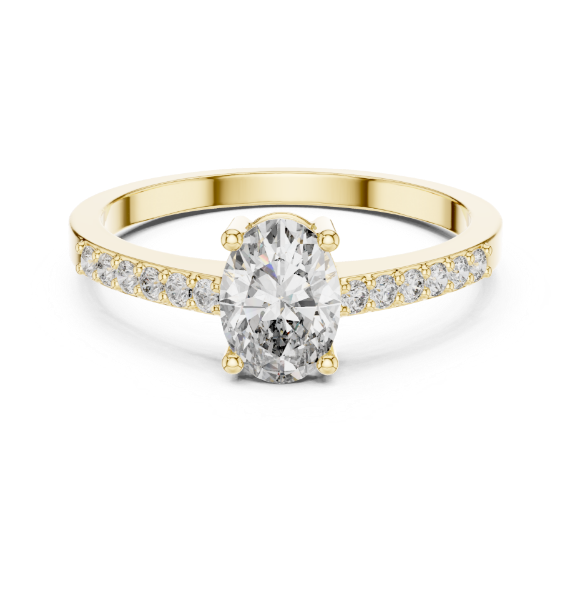 Picture of Timeless Grace - 0.70 Carat Oval Solitaire With Round Accents ( 0.85 CTW Diamonds)