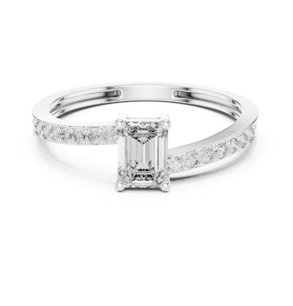 Picture of Crystal Line - 0.50 Carat Emerald Cut With Round Diamonds ( 0.65 CTW Diamonds)