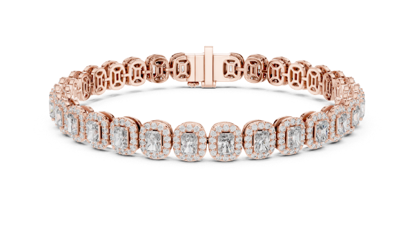 Picture of Lustre Legacy – 7.05 Carat Radiant & Round Diamond Halo Bracelet