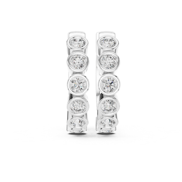 Picture of Bezel Brilliance – 1.30 Carat Round Diamond Hoop Earrings