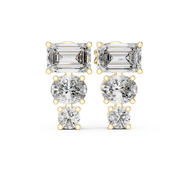 Picture of Aurora Trio – 2.15 Carat Emerald, Oval & Round Diamond Earrings