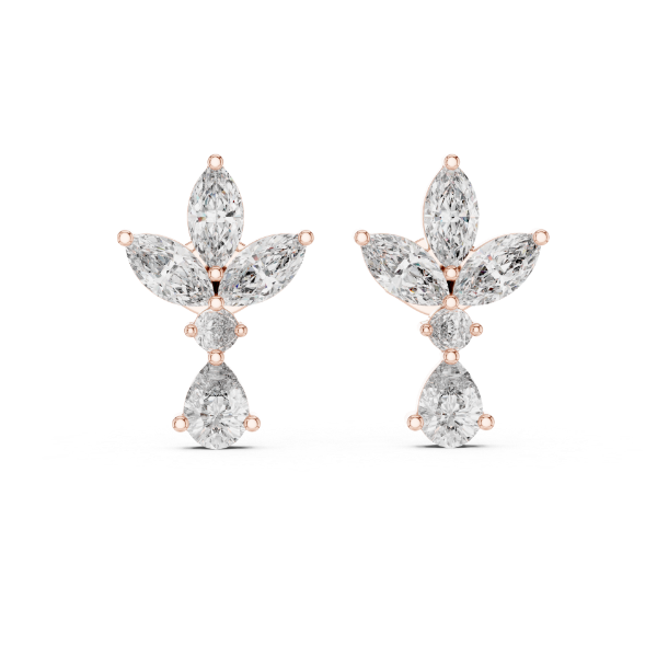 Picture of Flora Radiance – 1.35 Carat Marquise, Pear & Round Diamond Earrings
