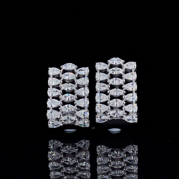 Picture of Classic J-Hoops - 3.70Ct Pear-Marquise Diamond Earrings