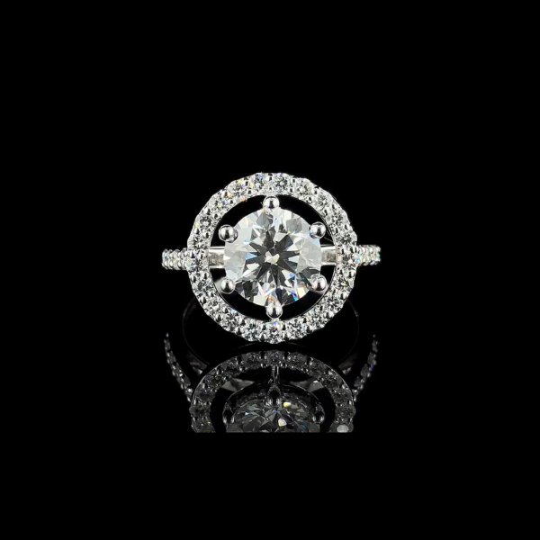 Picture of 2 carat solitaire Round Diamond  Ring In Halo Setting.