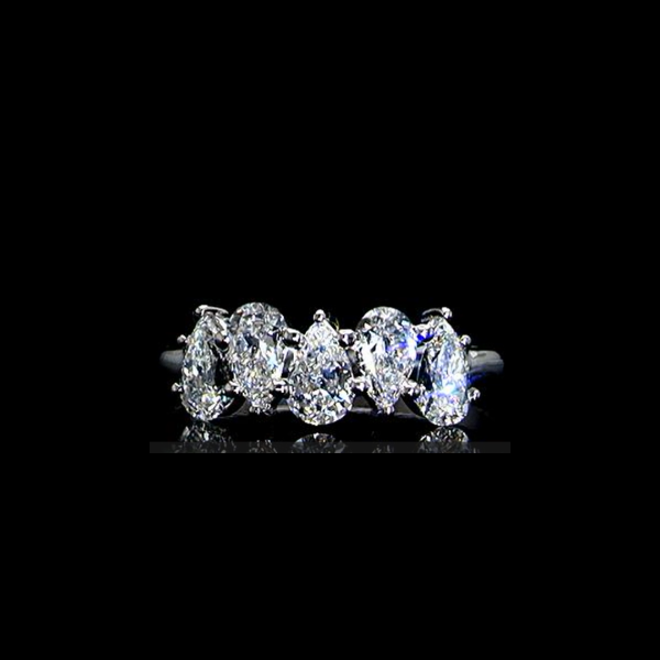 Picture of 1.50 carat Five Pear Shaped Diamonds Set in A Ring.