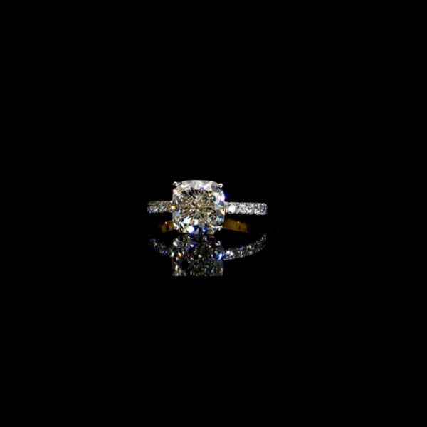 Picture of 3.40 Carat Cushion Solitaire Diamond Ring.