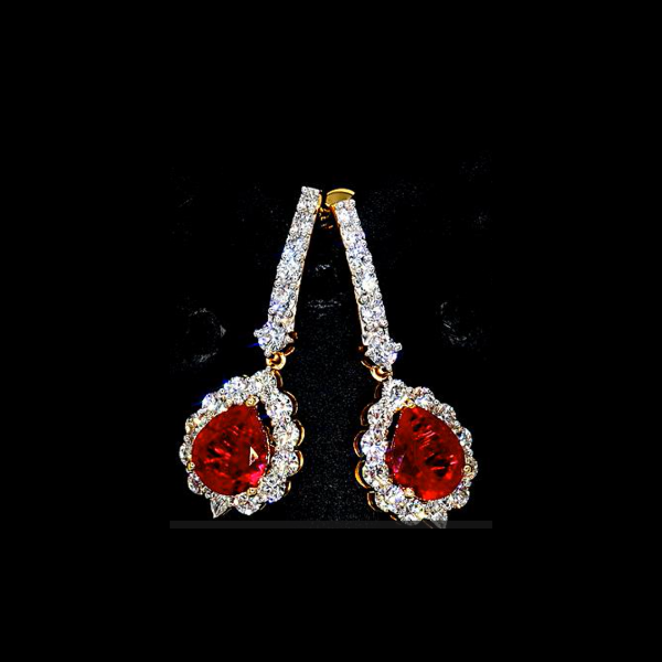 Picture of Pear Ruby and  3 carat Diamond Drops  