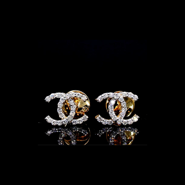 Picture of A Pair of Dazzling Chanel CC Logo Earrings.