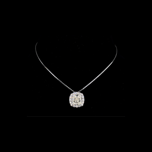Picture of 5crt Cushion Solitaire Pendant with halo