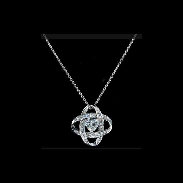Picture of 2 Ct Solitaire Heart Shaped Love Knot Necklace (With Chain)