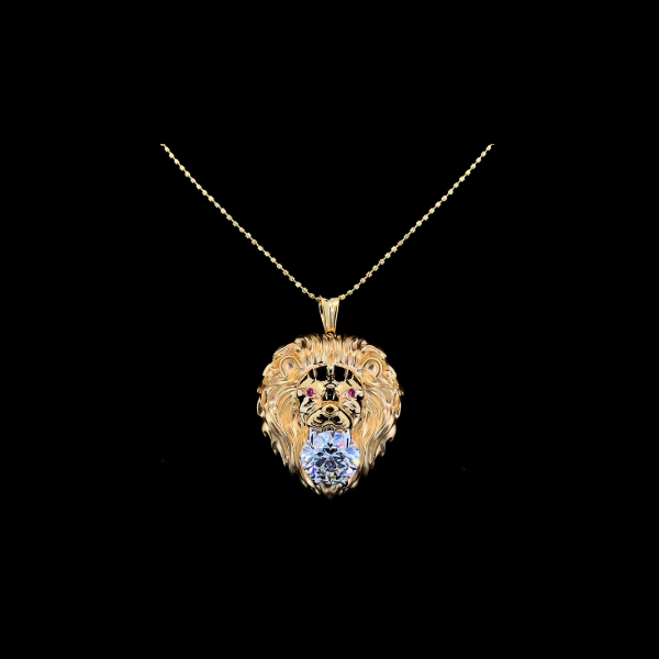 Picture of 5 Carat Solitaire Diamond Lion Pendant