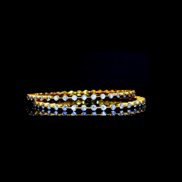 Picture of 8 Carat Total Round Diamond Closed Setting Bangles.